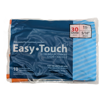 Insulin Syringe 30G 5/16 inch 1ml 10 Pack (Easy Touch/ SOL-M/ BD)