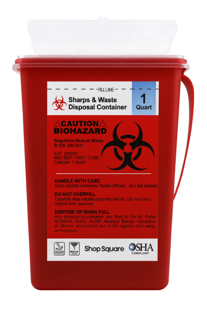 Sharps Container 1Qt (Red or Yellow)