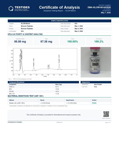KLOW 80mg GHK-CU 50mg/ BPC157 10mg/ TB500 10mg/ KPV 10mg - Image 2