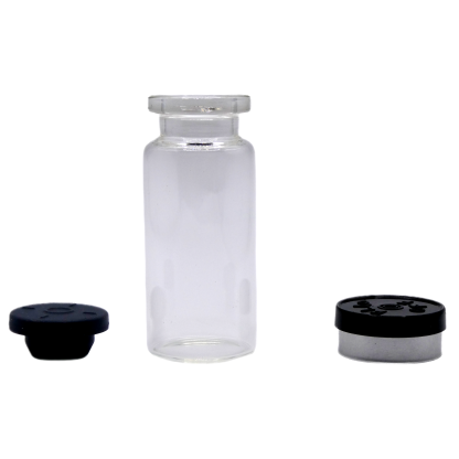 10ml Empty Vial with Rubber Stopper and Cap *Crimper required for metal top cap* - Image 2