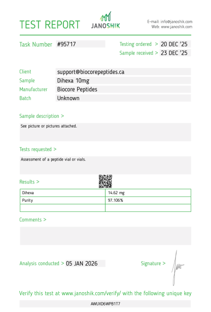 Dihexa 10mg (Not Water Soluble) with 2 options of 3ml DMSO bundle - Image 2