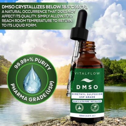 DMSO (Dimethyl Sulphoxide) 120ml Liquid 99.99+% Purity Pharmaceutical Grade (USP) - Image 2